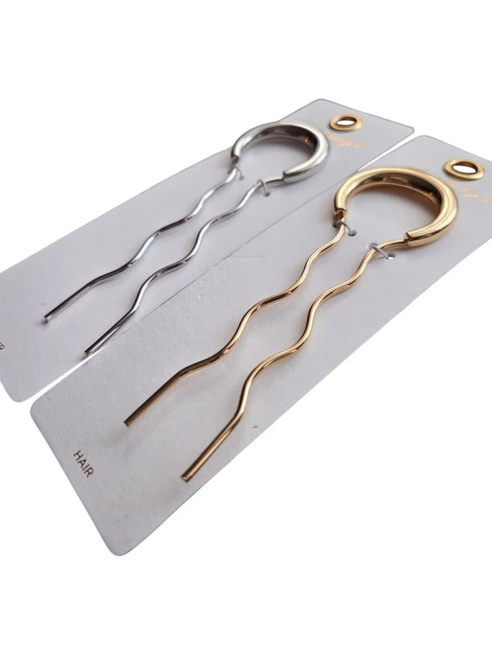 Free People Gold & Silver Wavy Hair Pin Set Minimalist Hair Accessories NWT